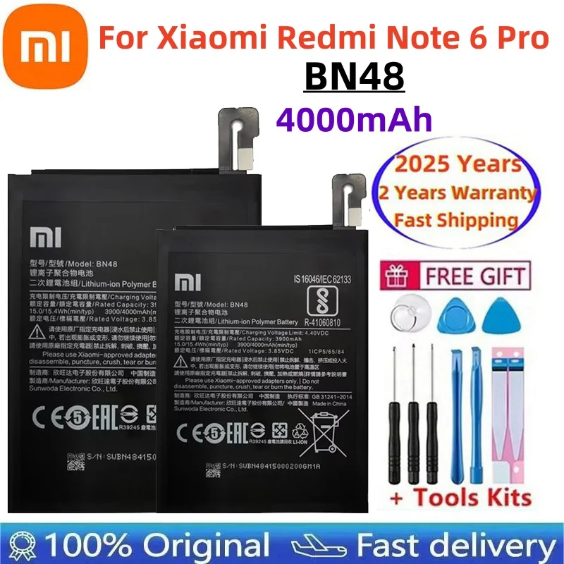 100% Original New BN48 High Capacity 4000mAh Replacement Battery For Xiaomi Redmi Note 5 Note 6 Pro Batterie Batteries +Tools
100% Original New BN48 High Capacity 4000mAh Replacement Battery For Xiaomi Redmi Note 5 Note 6 Pro Batterie Batteries +Tools