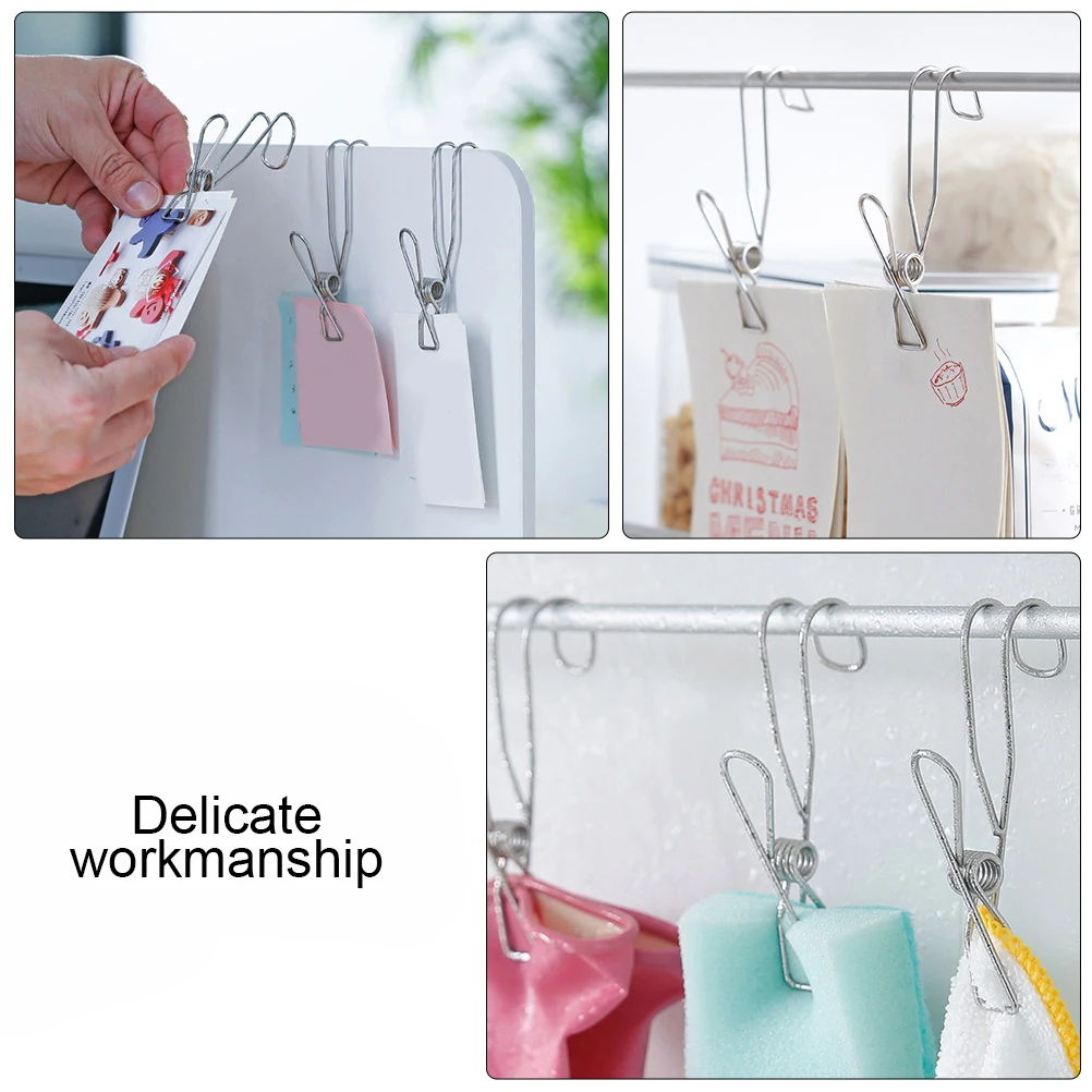 20pcs Stainless Steel Hook Clips for Laundry Socks Drying Baby Garments Large Clamping Space Home Office Use Clothespins
20pcs Stainless Steel Hook Clips for Laundry Socks Drying Baby Garments Large Clamping Space Home Office Use Clothespins
