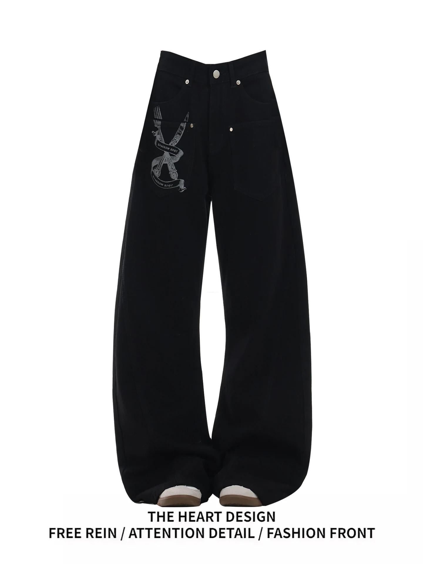 Retro American High Street Printed Denim Pants Women's Autumn Winter Loose Wide Leg Bla Long Trousers Faion Design
Retro American High Street Printed Denim Pants Women's Autumn Winter Loose Wide Leg Bla Long Trousers Faion Design