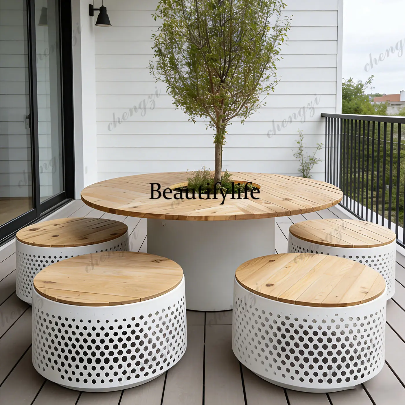 Outdoor leisure tables, chairs, and flower box sets, mall, plaza, commercial courtyard, plastic wood round tables and chairs
Outdoor leisure tables, chairs, and flower box sets, mall, plaza, commercial courtyard, plastic wood round tables and chairs