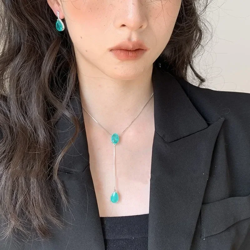 silver 925 minimalist design clear blue-green water droplet earrings long necklaces trend fresh wedding jewelry sets for women
silver 925 minimalist design clear blue-green water droplet earrings long necklaces trend fresh wedding jewelry sets for women