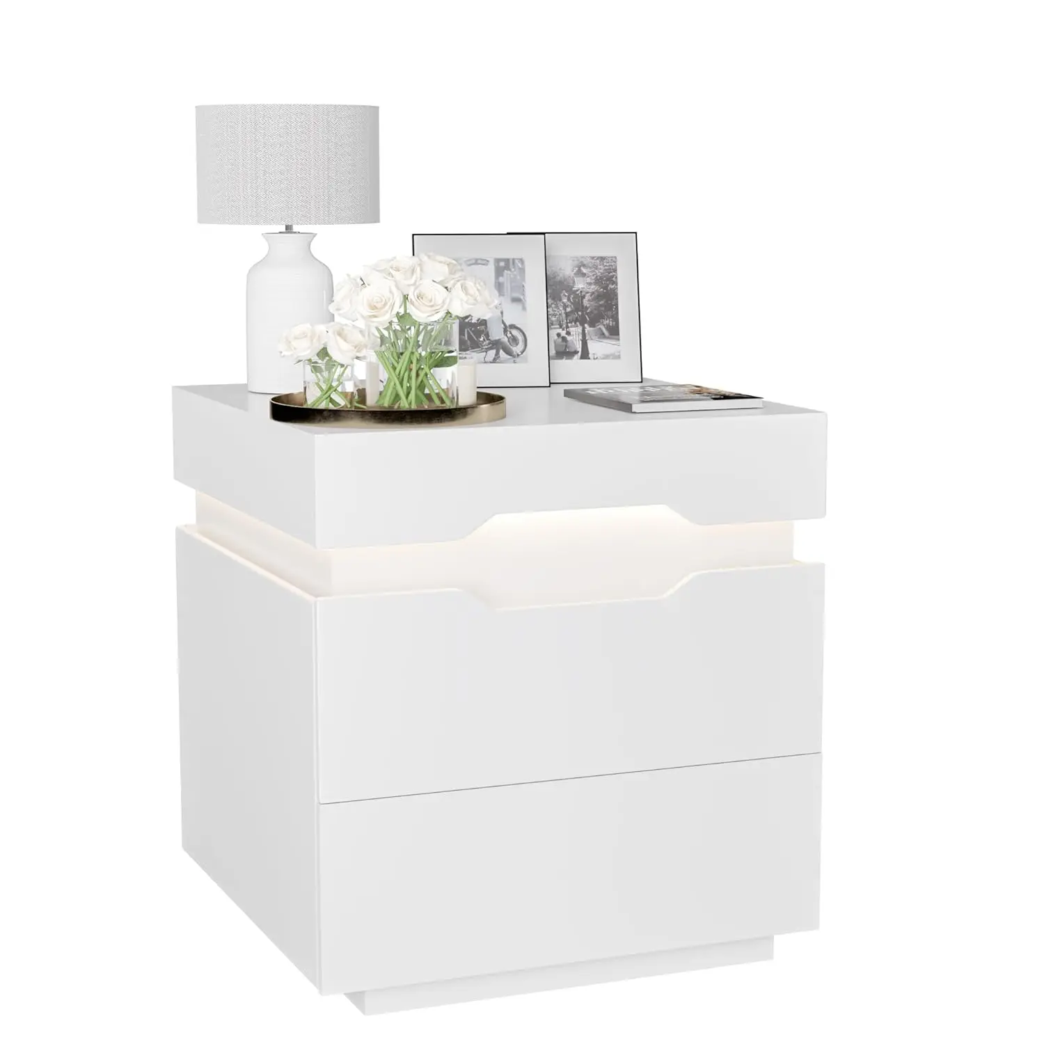 Nightstand With LED Light And Charging Station, Endtable With 2 Drawers, Bedside Table With Large Capacity, For, Customized
Nightstand With LED Light And Charging Station, Endtable With 2 Drawers, Bedside Table With Large Capacity, For, Customized
