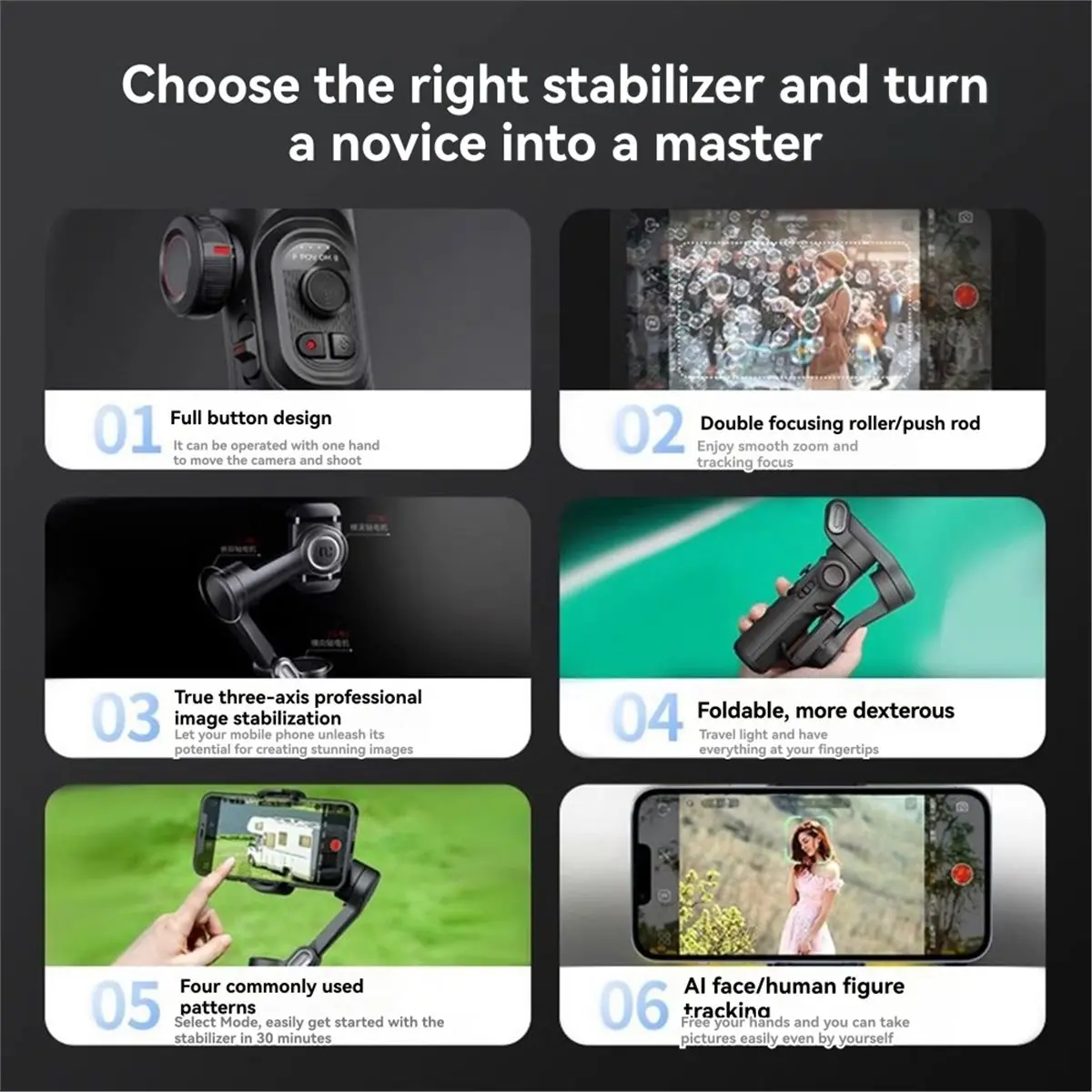 doyme Smartphone Stabilizer Live Streaming Mount for Short Video LVOG Selfie Three-Axis Anti-Shake Handheld Gimbal
doyme Smartphone Stabilizer Live Streaming Mount for Short Video LVOG Selfie Three-Axis Anti-Shake Handheld Gimbal