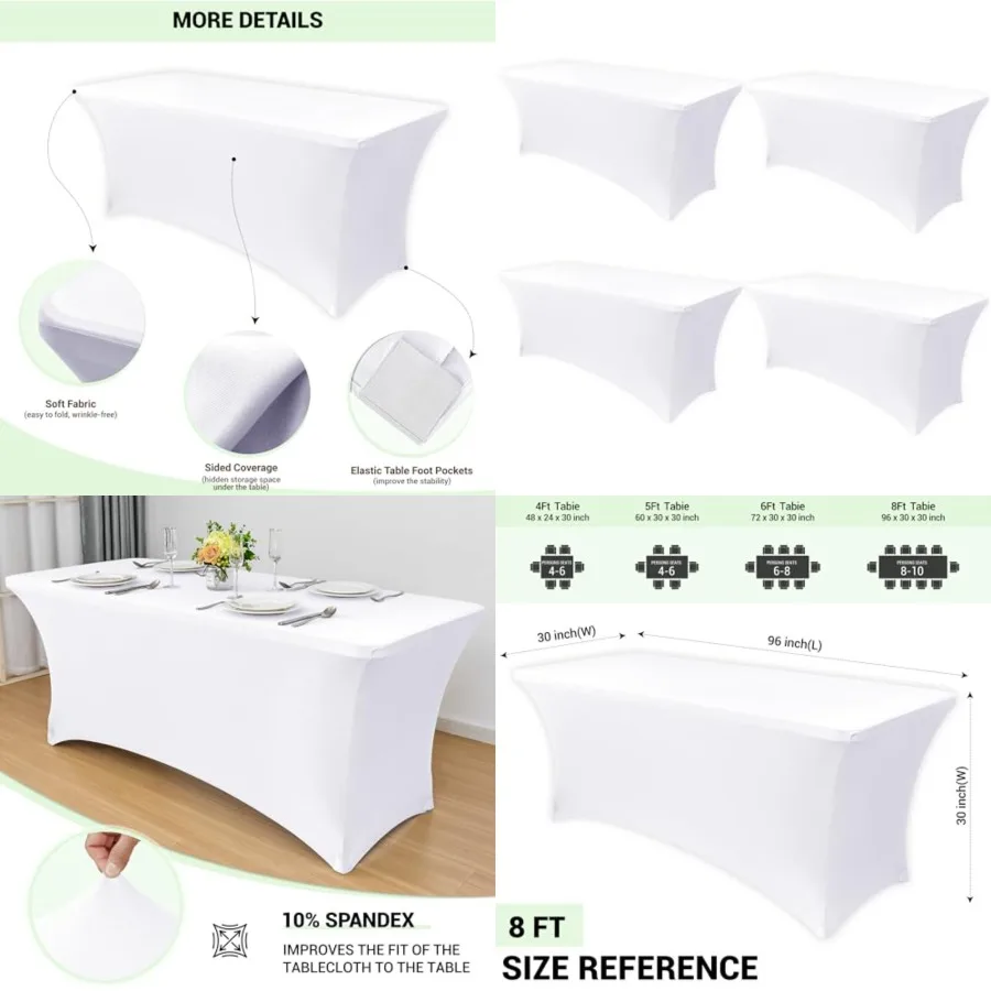 Stretch Spandex Table Cover - Pack Universal Rectangular Fitted Tablecloth Protector for Wedding, Banquet and Party
Stretch Spandex Table Cover - Pack Universal Rectangular Fitted Tablecloth Protector for Wedding, Banquet and Party