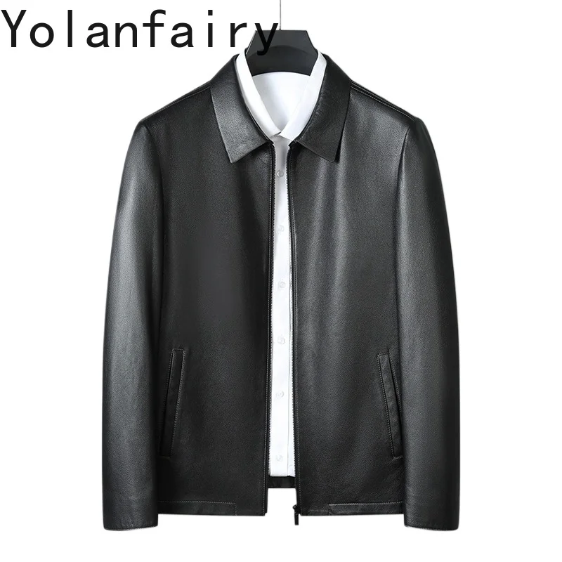 YOLANFAIRY 100% Genuine Leather Jacket Men's Top Layer Goatskin Leather Jackets Man Clothing Business Casual Leather Coat Lapel
YOLANFAIRY 100% Genuine Leather Jacket Men's Top Layer Goatskin Leather Jackets Man Clothing Business Casual Leather Coat Lapel