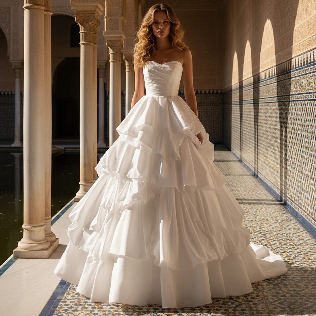 Простое многослойное свадебное платье для невесты, пышное бальное платье А-силуэта для женщин, атласное платье для свадебной вечеринки
Простое многослойное свадебное платье для невесты, пышное бальное платье А-силуэта для женщин, атласное платье для свадебной вечеринки