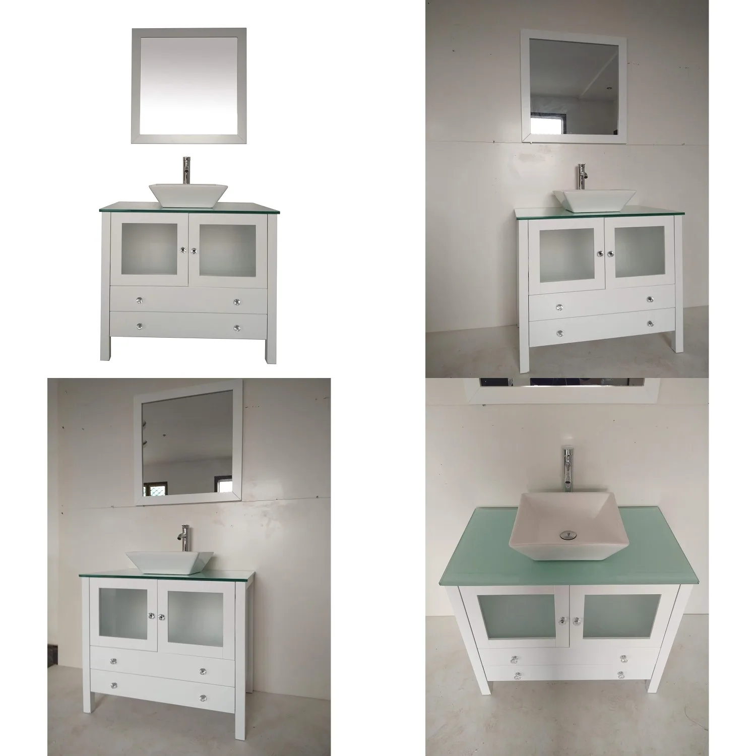 36" Freestanding Wooden Vanity Ceramic Sink Vessel Set Mirror Included White Customized
36" Freestanding Wooden Vanity Ceramic Sink Vessel Set Mirror Included White Customized