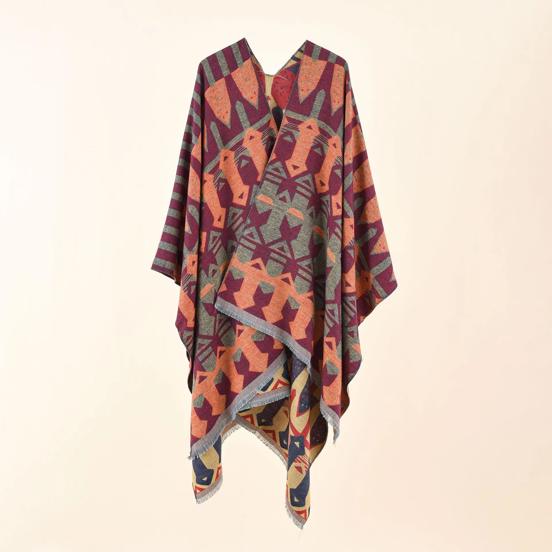 2022 Autumn Winter New Street Geometric Pattern Imitation Cashmere Tassels Warm Lady Shawl Women Cloak Poncho Capes Coat Orange
2022 Autumn Winter New Street Geometric Pattern Imitation Cashmere Tassels Warm Lady Shawl Women Cloak Poncho Capes Coat Orange
