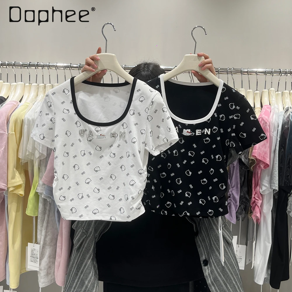 Cotton U-neck Short-sleeved T-shirt for Women's 2025 Spring and Summer New Cute Cat Slim and Thin Spice Girl Short Top Kawaii
Cotton U-neck Short-sleeved T-shirt for Women's 2025 Spring and Summer New Cute Cat Slim and Thin Spice Girl Short Top Kawaii