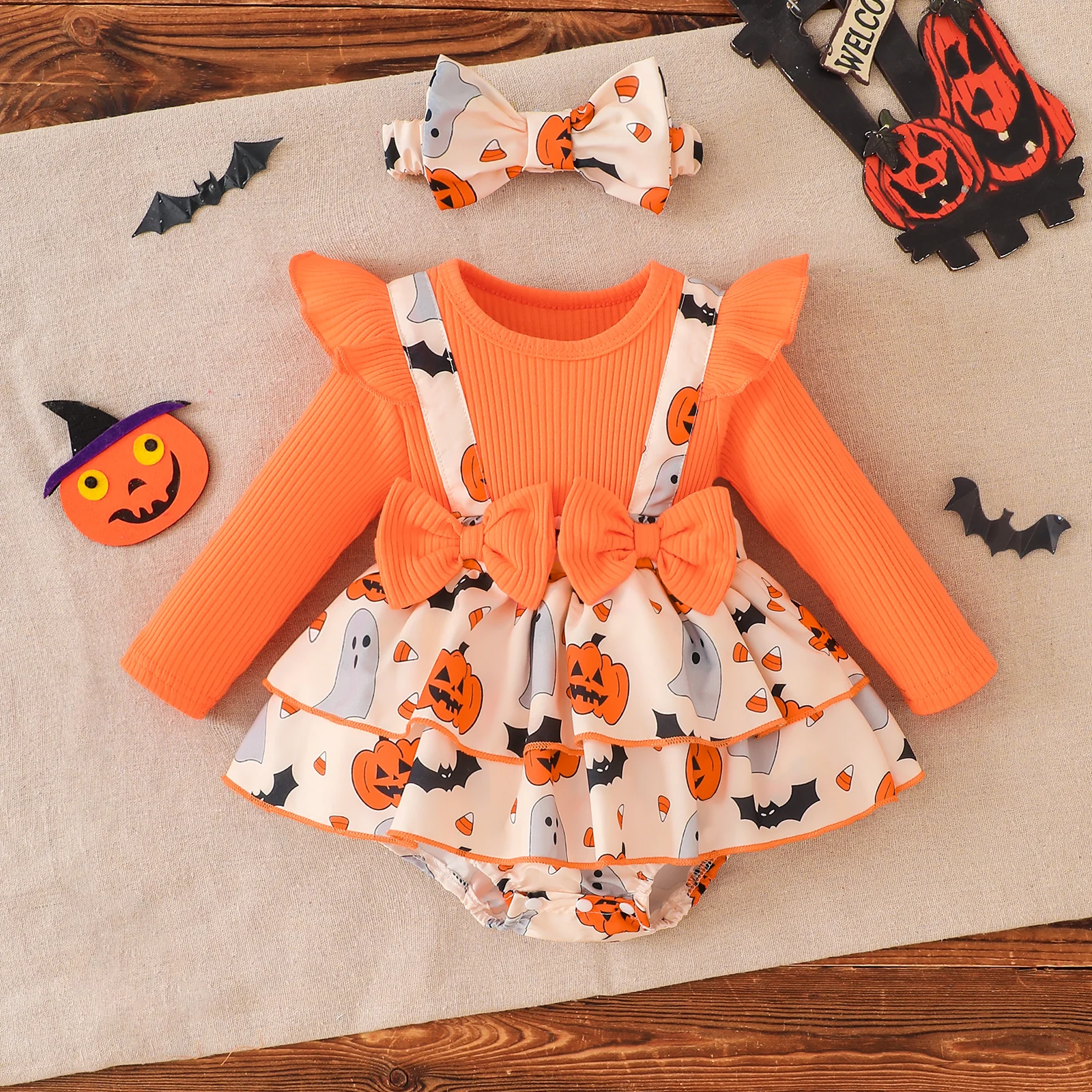 Autumn and winter female infants orange pumpkin ghost embroidery long sleeve jumpsuit halloween
Autumn and winter female infants orange pumpkin ghost embroidery long sleeve jumpsuit halloween