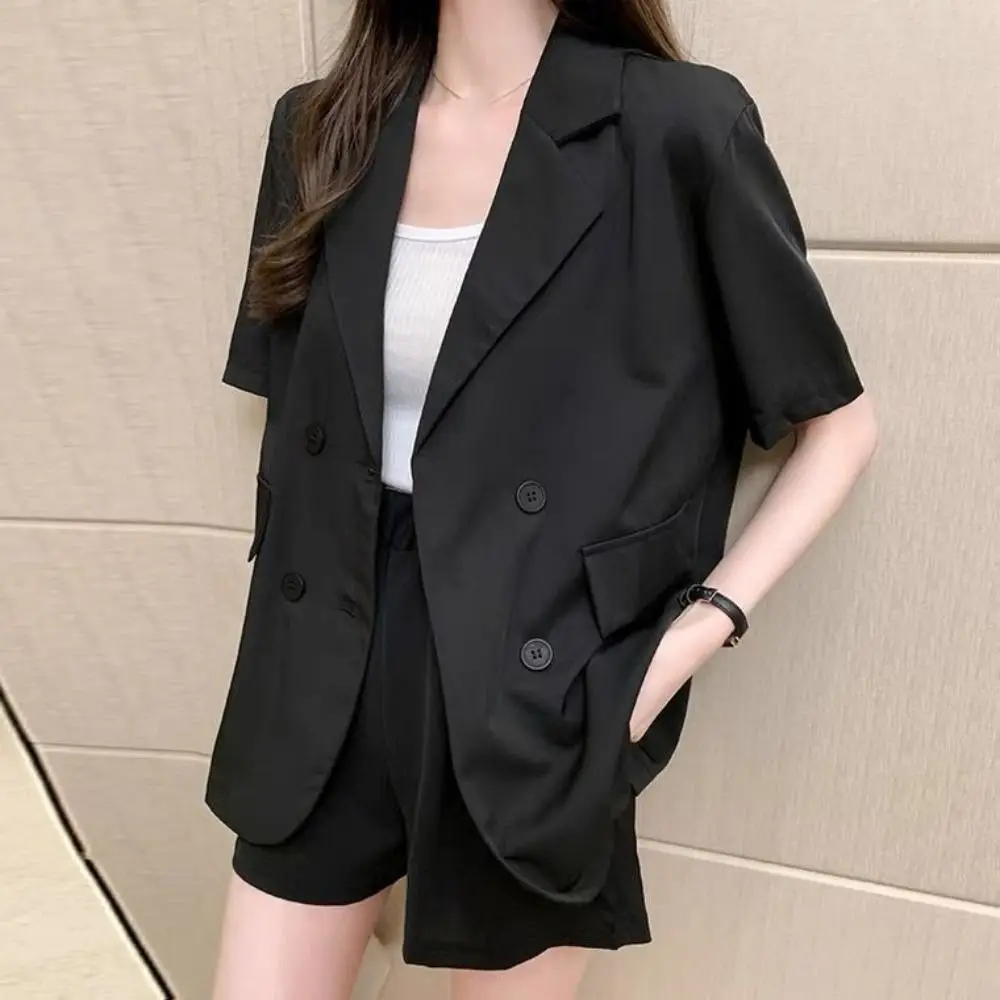 V-neck Short Sleeve Suit Simple Thin Large Size Business Style Suit Coat Candy Color Flip Collar Women's Suit Top Spring Summer
V-neck Short Sleeve Suit Simple Thin Large Size Business Style Suit Coat Candy Color Flip Collar Women's Suit Top Spring Summer