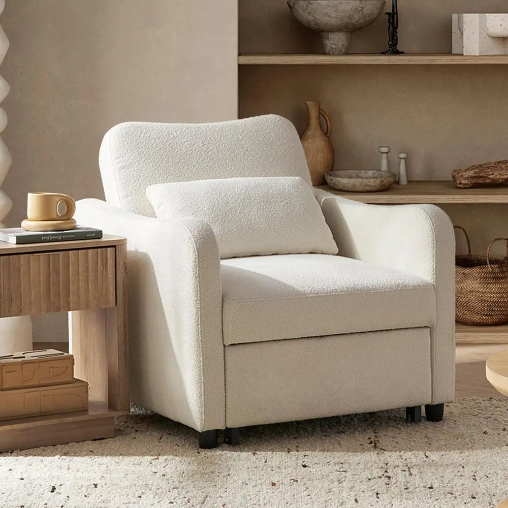 Convertible Sleeper Chair, Multifunctional Lounger, Reading Armchair, Pull-Out Sofa Bed with Adjustable Backrest, Pearl White Bo
Convertible Sleeper Chair, Multifunctional Lounger, Reading Armchair, Pull-Out Sofa Bed with Adjustable Backrest, Pearl White Bo