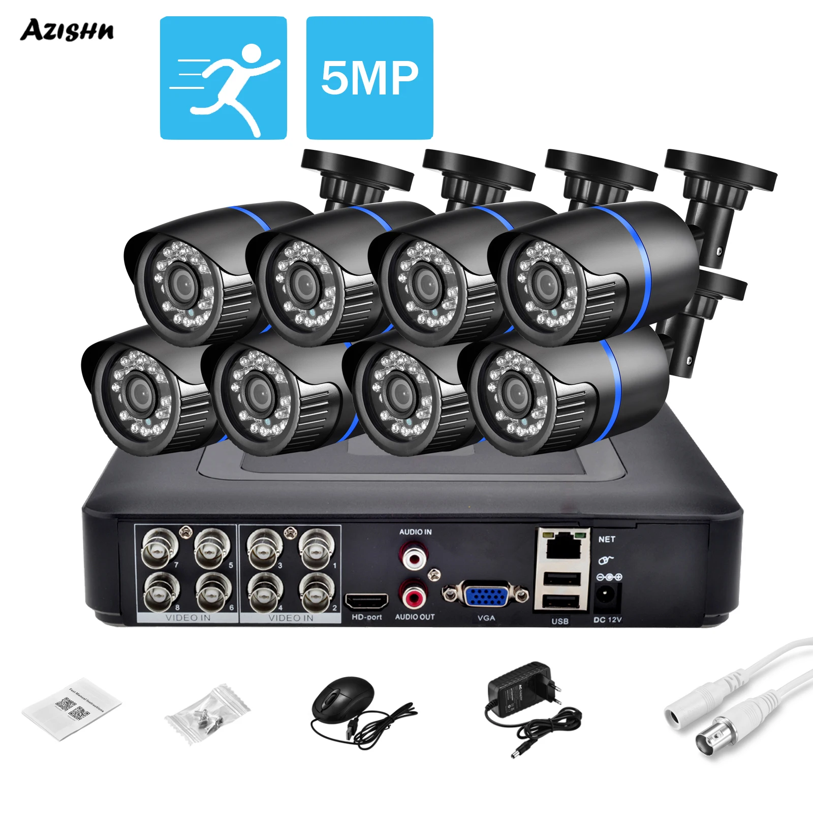 AZISHN 2/4/6/8PCS Options Outdoor 5MP 1080P Bullet Video Surveillance Camera Security Kit
AZISHN 2/4/6/8PCS Options Outdoor 5MP 1080P Bullet Video Surveillance Camera Security Kit