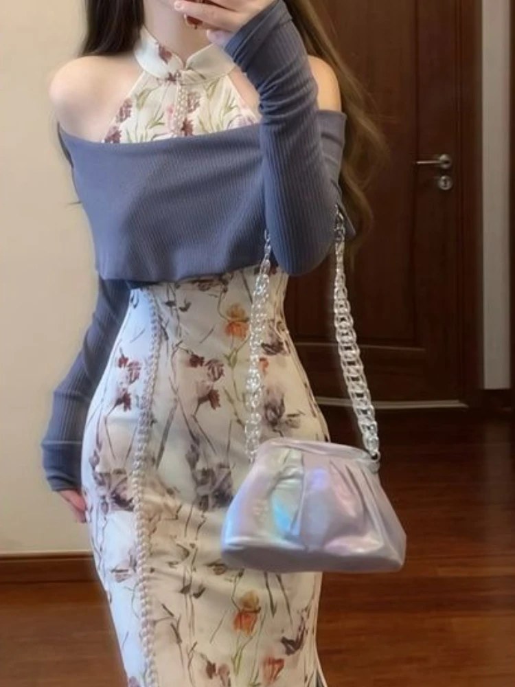 New Chinese Style Floral Dress for Women Oversize Slim Fit Bodycon Dresses+ Sexy Off Shoulder Long Sleeve Tops Two Piece Sets
New Chinese Style Floral Dress for Women Oversize Slim Fit Bodycon Dresses+ Sexy Off Shoulder Long Sleeve Tops Two Piece Sets