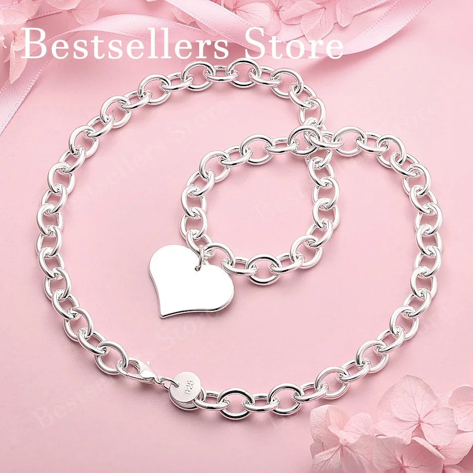 925 Sterling Silver Luxurious Shiny Heart Necklace Women Fashion Party Wedding Gift Jewelry
925 Sterling Silver Luxurious Shiny Heart Necklace Women Fashion Party Wedding Gift Jewelry