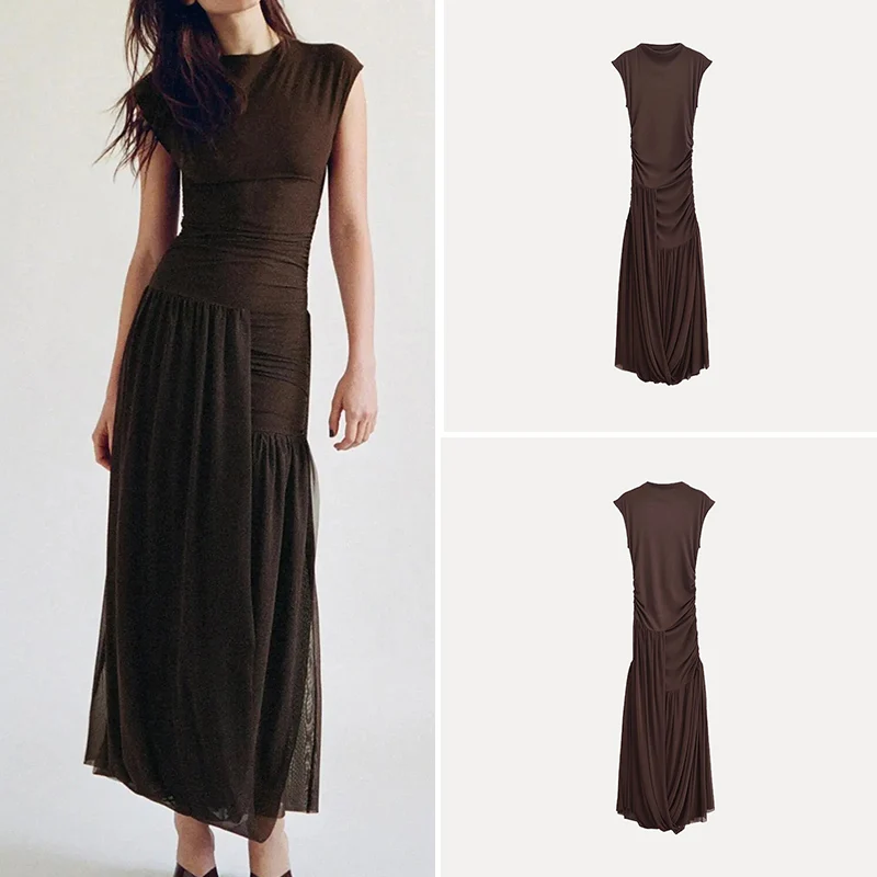 Модное женское платье с плиссированным декором, воротником-стойкой и коротким рукавом, новинка 2025 года, уличный стиль, 100% полиэстер
Модное женское платье с плиссированным декором, воротником-стойкой и коротким рукавом, новинка 2025 года, уличный стиль, 100% полиэстер