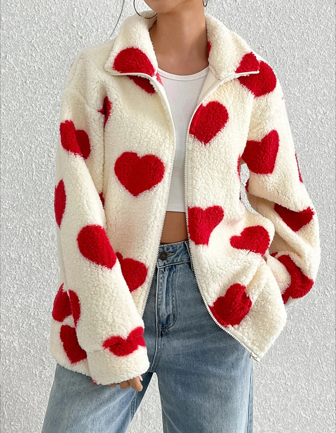Autumn Winter Women Fleece Warm Plush Zipper Love Heart Printed Jacket Casual Women Fleece Coat Clothes
Autumn Winter Women Fleece Warm Plush Zipper Love Heart Printed Jacket Casual Women Fleece Coat Clothes