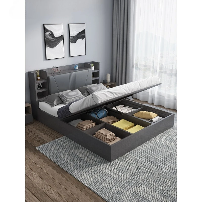 Кровать для хранения с высоким ящиком под давлением воздуха. Современная простая двуспальная кровать для хранения в главной спальне. Одиночное 1,5.
Кровать для хранения с высоким ящиком под давлением воздуха. Современная простая двуспальная кровать для хранения в главной спальне. Одиночное 1,5.