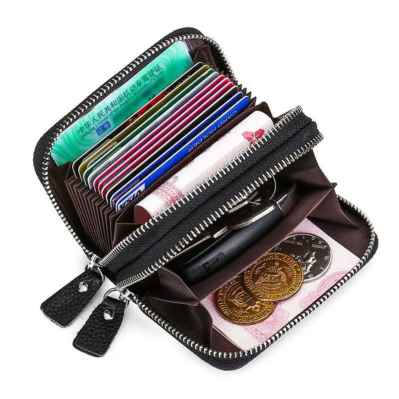 Fashion Double Zipper Credit Card Holder Wallet Genuine Leather RFID Blocking Clutch Purse Zip Key Coin Small Change Card Bag
Fashion Double Zipper Credit Card Holder Wallet Genuine Leather RFID Blocking Clutch Purse Zip Key Coin Small Change Card Bag
