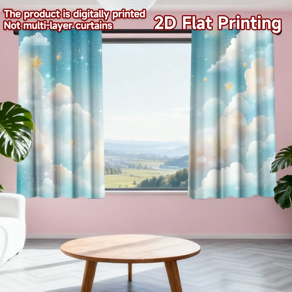 2D flat printing 2pcs Curtain Clouds and Stars Sky Digital Printed Polyester Drapes Seasonal Party & Holiday Decor for Holiday
2D flat printing 2pcs Curtain Clouds and Stars Sky Digital Printed Polyester Drapes Seasonal Party & Holiday Decor for Holiday