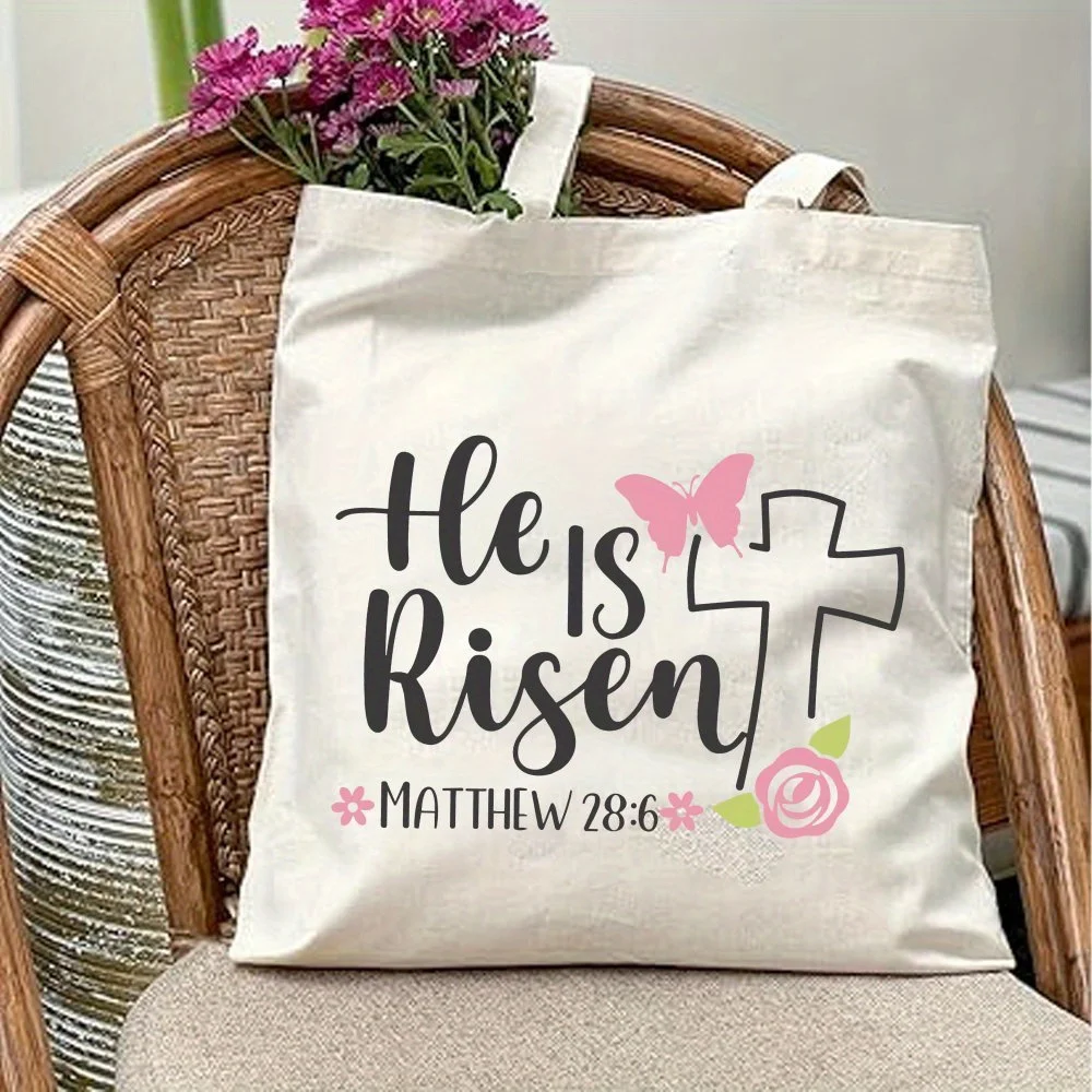 Easter Bible Verse Tote Bag - "He is Risen" and "The Gospel of Matthew" Design, Durable Polyester, Perfect Christian Gift
Easter Bible Verse Tote Bag - "He is Risen" and "The Gospel of Matthew" Design, Durable Polyester, Perfect Christian Gift