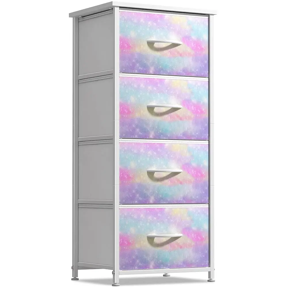 Kids Dresser With 4 Drawers - Storage Chest Organizer Nightstand - Steel Frame, Wood Top, Tie-Dye Fabric Bins For Clothes -
Kids Dresser With 4 Drawers - Storage Chest Organizer Nightstand - Steel Frame, Wood Top, Tie-Dye Fabric Bins For Clothes -