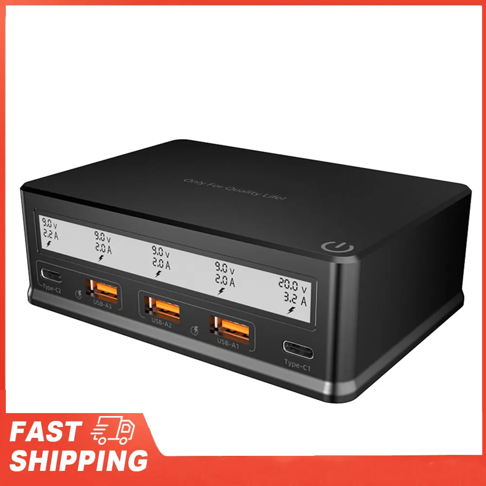 USB Wall Charger 110W 5-Port USB Charging Station Multi Port USB Hub Charger Compact Size LCD Display Compatible with Smartphone
USB Wall Charger 110W 5-Port USB Charging Station Multi Port USB Hub Charger Compact Size LCD Display Compatible with Smartphone