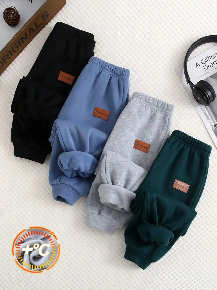 Комплект из 4-х штук: брюки-джоггеры для мальчиков на флисовой подкладке, из мягкой хлопковой смеси, с эластичным поясом, для повседневной носки осенью и зимой
Комплект из 4-х штук: брюки-джоггеры для мальчиков на флисовой подкладке, из мягкой хлопковой смеси, с эластичным поясом, для повседневной носки осенью и зимой