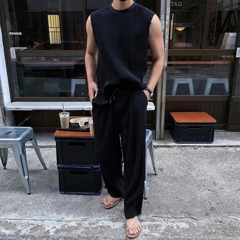 2026 Tank Top Sets Summer Clothing Men's Casual Luxury Streetwear O Neck Solid Drape Vest+Trousers 2 Piece Suit
2026 Tank Top Sets Summer Clothing Men's Casual Luxury Streetwear O Neck Solid Drape Vest+Trousers 2 Piece Suit