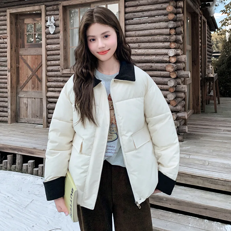 Winter Corduroy Patchwork Down Cotton Coat Women Korean Contrast Color Lapel Quilted Jacket Woman Fashion Zip Up Parkas Jackets
Winter Corduroy Patchwork Down Cotton Coat Women Korean Contrast Color Lapel Quilted Jacket Woman Fashion Zip Up Parkas Jackets