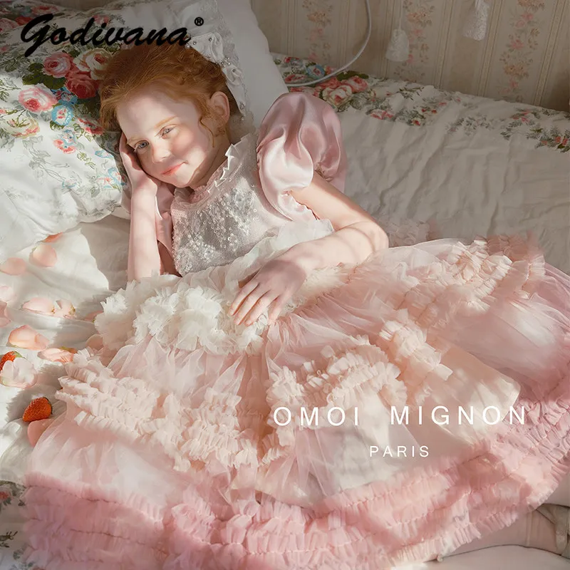 Sweet Little Girls French High End Heavy Pink Gradient Princess Dress Kids Puff Sleeve Mesh Sequin Birthday Party Cake Dress
Sweet Little Girls French High End Heavy Pink Gradient Princess Dress Kids Puff Sleeve Mesh Sequin Birthday Party Cake Dress
