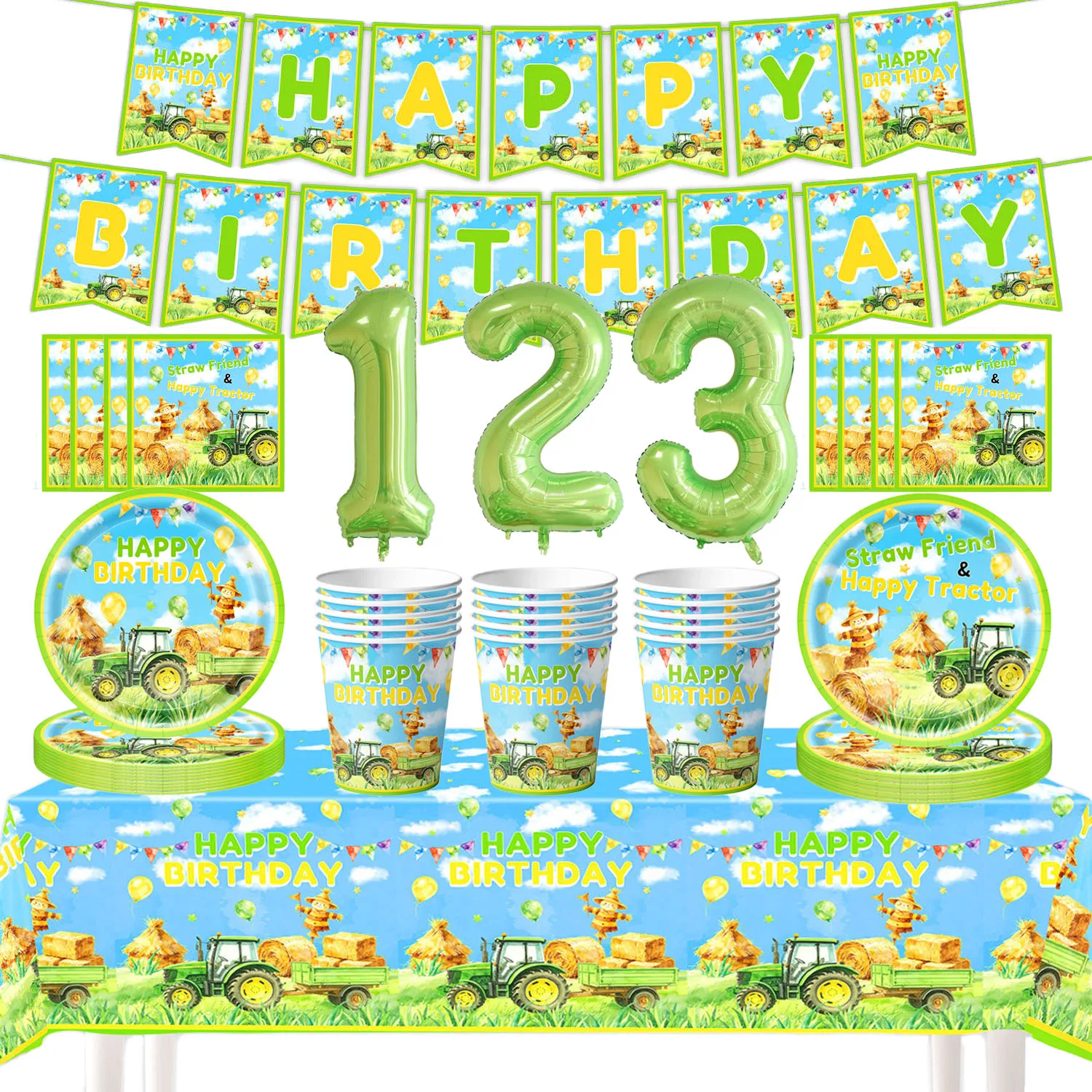 Green Tractor Scarecrow Farm Harvest Theme Birthday Party Decoration Plates Cup Napkin Number Balloon Banner Supplies Kids Gifts
Green Tractor Scarecrow Farm Harvest Theme Birthday Party Decoration Plates Cup Napkin Number Balloon Banner Supplies Kids Gifts
