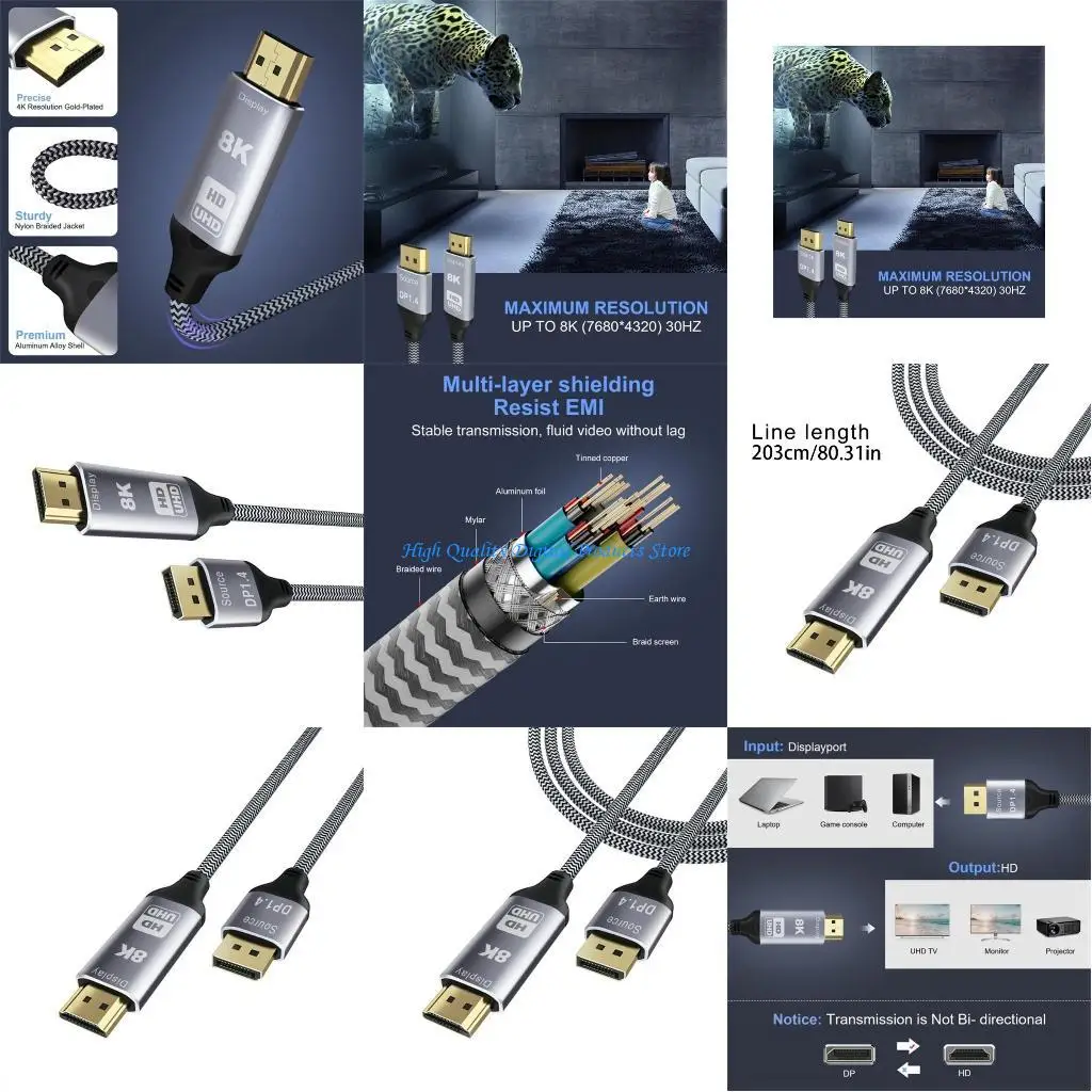 U2JE 8K@30HZ DisplayPort для HDMICATIBLE CABLE с HDCP 2.3, 1,2 для домашнего кинотеатра, игры
U2JE 8K@30HZ DisplayPort для HDMICATIBLE CABLE с HDCP 2.3, 1,2 для домашнего кинотеатра, игры