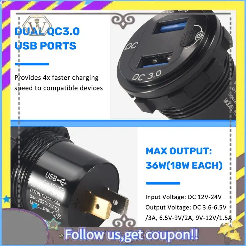 ABXV-Quick Charge 3.0 Автомобильное зарядное устройство с двумя USB-портами с вольтметром и переключателем ВКЛ/ВЫКЛ, быстрое зарядное устройство с розеткой USB 36 Вт 12 В для автомобиля, лодки и морской пехоты
ABXV-Quick Charge 3.0 Автомобильное зарядное устройство с двумя USB-портами с вольтметром и переключателем ВКЛ/ВЫКЛ, быстрое зарядное устройство с розеткой USB 36 Вт 12 В для автомобиля, лодки и морской пехоты