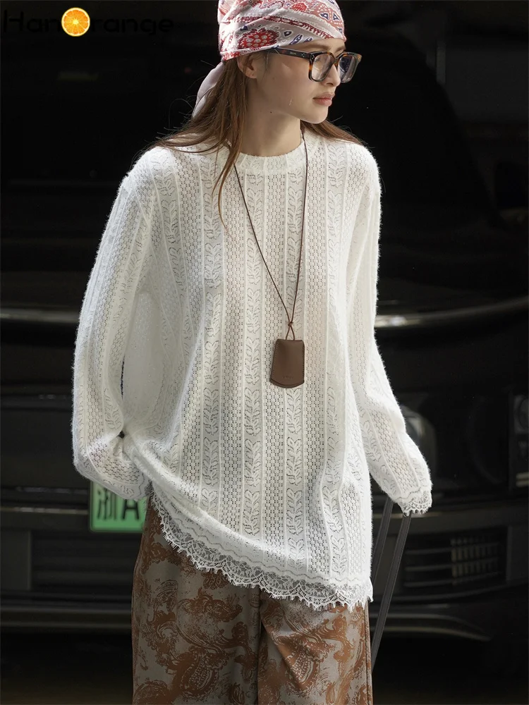 HanOrange 2025 Early Autumn Vintage White Pattern Texture Splicing Lace T-shirt Women Lightweight Transparent Top Tees White
HanOrange 2025 Early Autumn Vintage White Pattern Texture Splicing Lace T-shirt Women Lightweight Transparent Top Tees White