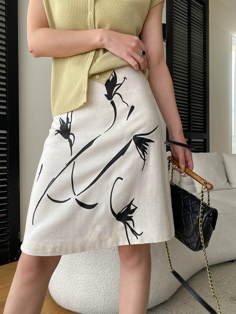 Summer women's casual ink print high waist slimming skirt
Summer women's casual ink print high waist slimming skirt