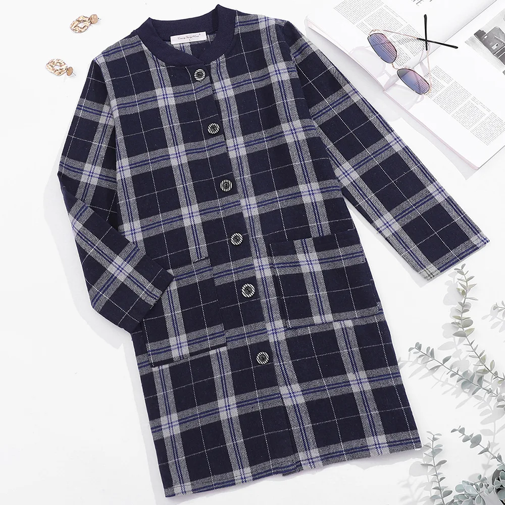 plus Size Women's Long Plaid Woolen Jacket round Neck Slim Fit Fashion Spring Autumn New
plus Size Women's Long Plaid Woolen Jacket round Neck Slim Fit Fashion Spring Autumn New