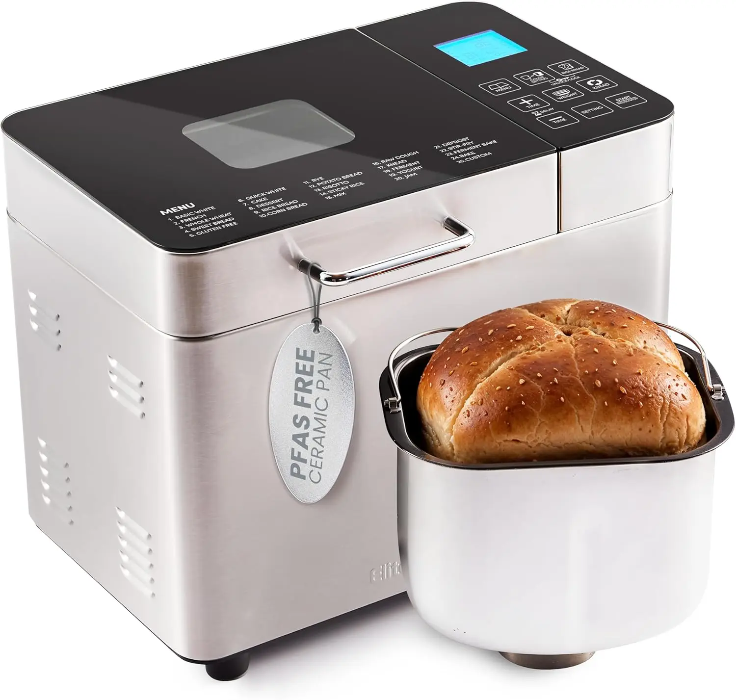 2-Lb Programmable Bread Maker, PFAS-Free Ceramic Pan, Touch Screen, 19 Functions, Gluten-Free, White, Wheat, Rye & More, 3
2-Lb Programmable Bread Maker, PFAS-Free Ceramic Pan, Touch Screen, 19 Functions, Gluten-Free, White, Wheat, Rye & More, 3