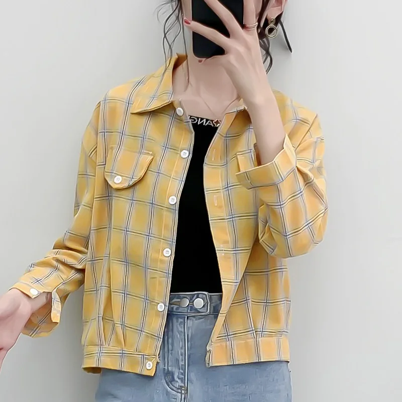 Korean Style Plaid Classic Loose Shirts Blouse Women Daily All-match Cute Student Women Clothing Fashion Vintage Shirt NS5063
Korean Style Plaid Classic Loose Shirts Blouse Women Daily All-match Cute Student Women Clothing Fashion Vintage Shirt NS5063