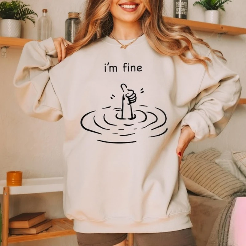 I'm Fine Sweatshirt Retro Funny Sweatshirt Sarcastic Women Sweater Mental Health Matters Aesthetic Women Crewneck Hilarious Top
I'm Fine Sweatshirt Retro Funny Sweatshirt Sarcastic Women Sweater Mental Health Matters Aesthetic Women Crewneck Hilarious Top