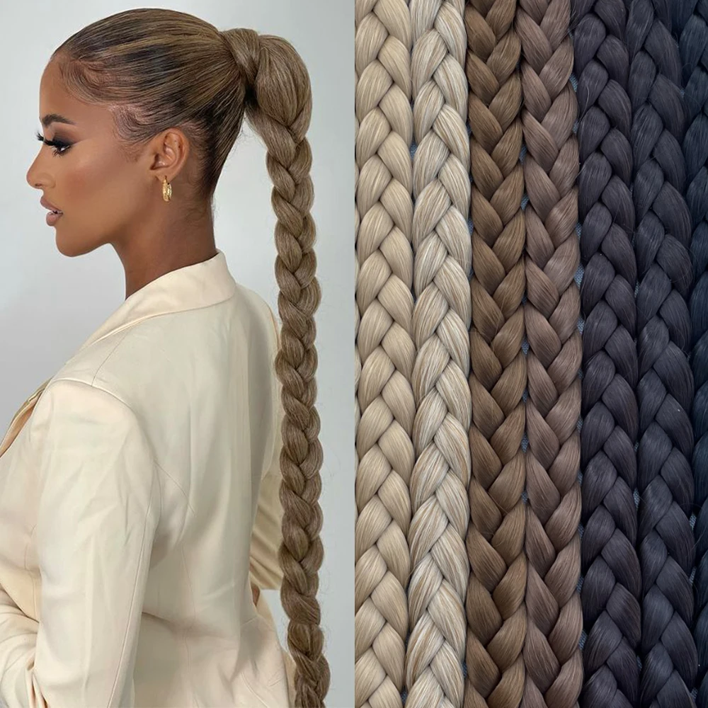 Synthetic 34Inches Long Braided Ponytail Extensions For Women Brown Black Pony Tail With Hair Rope High Temperature Fiber
Synthetic 34Inches Long Braided Ponytail Extensions For Women Brown Black Pony Tail With Hair Rope High Temperature Fiber
