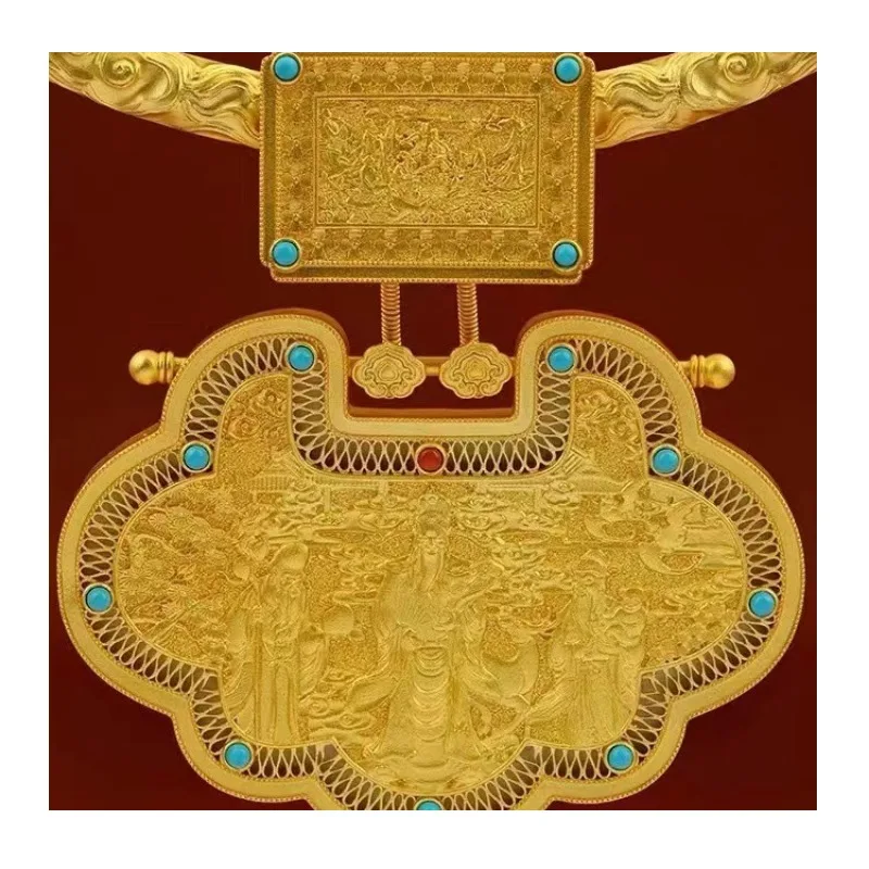 Ancient Hanfu Cheongsam Jewelry Yingluo Copper-plated Gold-plated Tianguan Blessing Long Life Safe Lock Fringed Necklace Guochao
Ancient Hanfu Cheongsam Jewelry Yingluo Copper-plated Gold-plated Tianguan Blessing Long Life Safe Lock Fringed Necklace Guochao