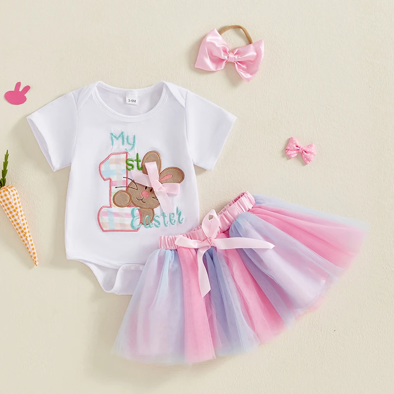 Lioraitiin Baby Girl Easter Outfits Letter Rabbit Embroidered Short Sleeve Romper Tulle Tutu Skirts Headband Clothes Set
Lioraitiin Baby Girl Easter Outfits Letter Rabbit Embroidered Short Sleeve Romper Tulle Tutu Skirts Headband Clothes Set