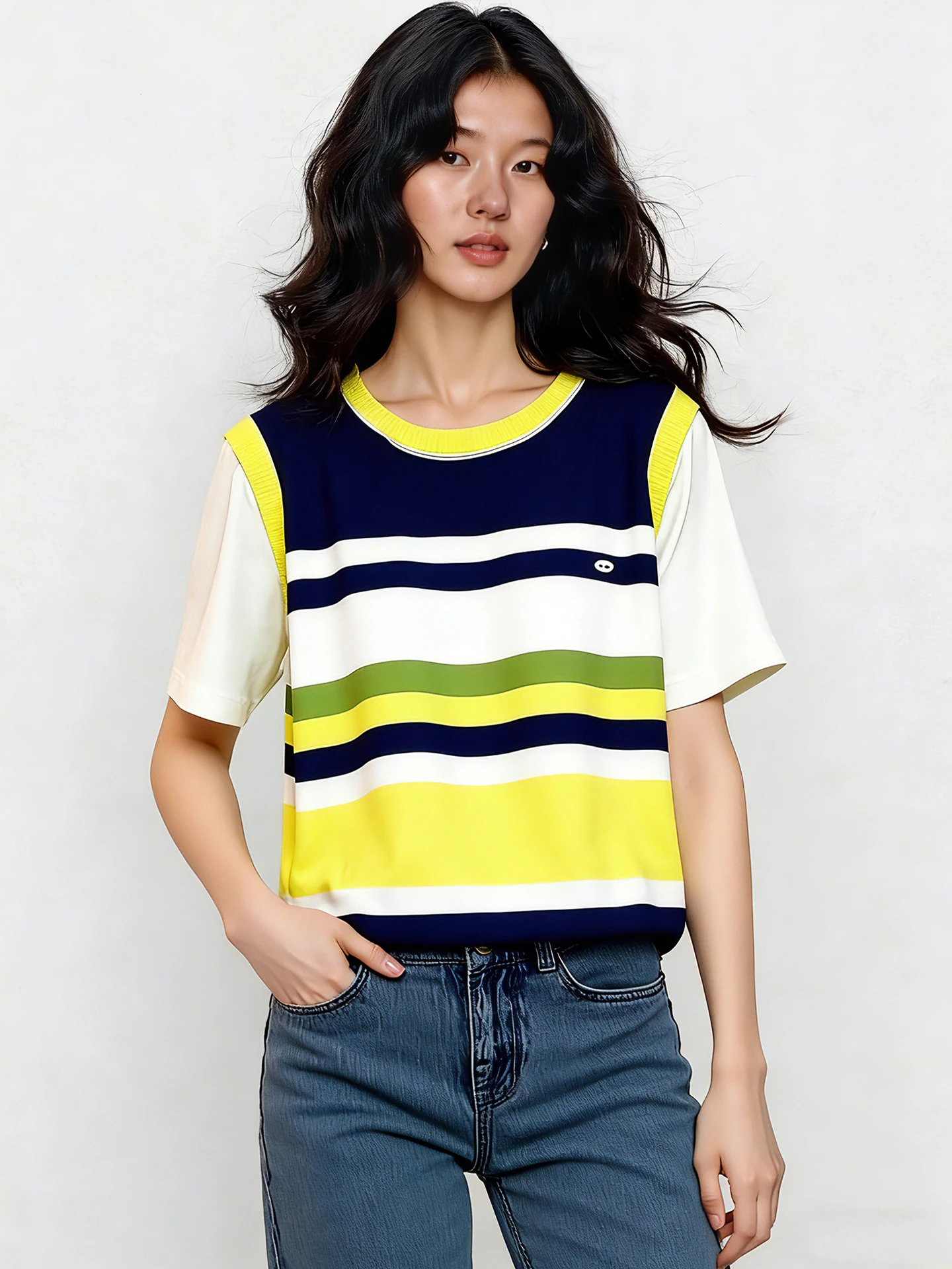 Korean Style Knitted Stripe Pattern Short Sleeve T-Shirt Spring Summer 2026 Unique Design Color Overhead Top Women's Fa...
Korean Style Knitted Stripe Pattern Short Sleeve T-Shirt Spring Summer 2026 Unique Design Color Overhead Top Women's Fa...