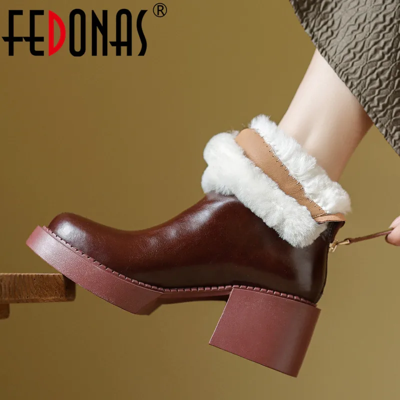 FEDONAS Genuine Leather Women Ankle Boots Wool Snow Boots Thick Heels Platforms Shoes Woman Winter Warm Outdoor Casual Working
FEDONAS Genuine Leather Women Ankle Boots Wool Snow Boots Thick Heels Platforms Shoes Woman Winter Warm Outdoor Casual Working