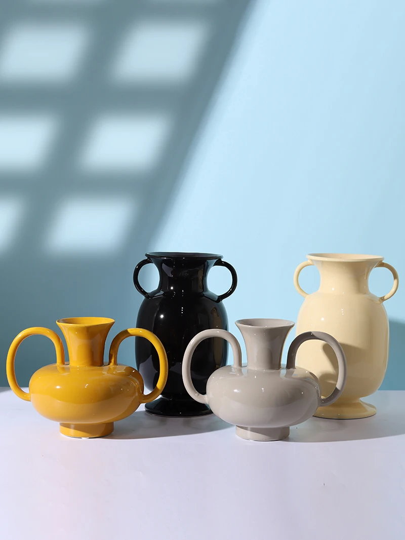 Modern Minimalist Nordic Bright Double Ear Geometric Ceramic Flower Vase Art Crafts Home Decoration Sample Room Soft Decorations
Modern Minimalist Nordic Bright Double Ear Geometric Ceramic Flower Vase Art Crafts Home Decoration Sample Room Soft Decorations
