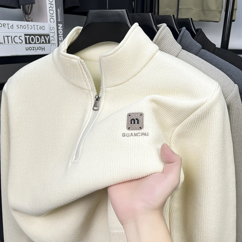 Высококачественный вязаный свитер на полумолнии с утолщенным бархатом на осень и зиму, мужской цельный бархатный свитер, повседневный пуловер
Высококачественный вязаный свитер на полумолнии с утолщенным бархатом на осень и зиму, мужской цельный бархатный свитер, повседневный пуловер