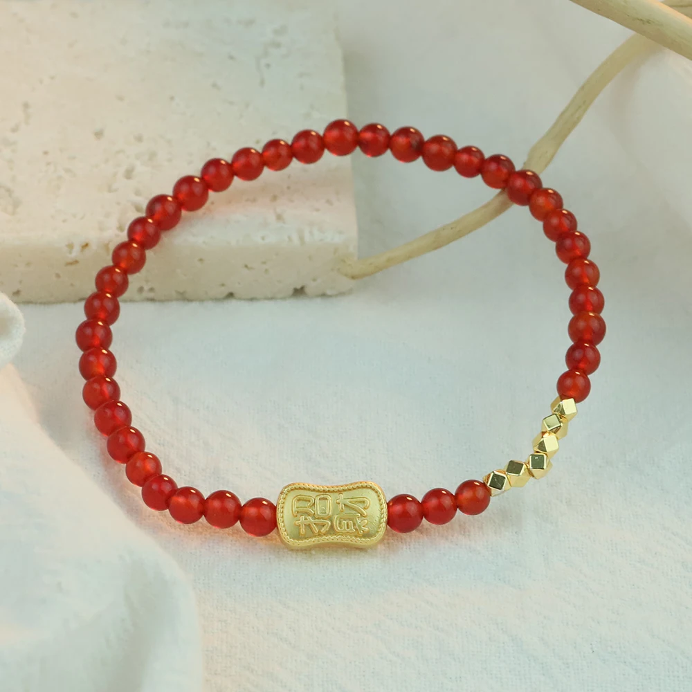Fashion Red Agate Beads Stretch Bracelet 18K Gold Plated Copper Elastic Chakra Jewelry Gift for Women 1pcs
Fashion Red Agate Beads Stretch Bracelet 18K Gold Plated Copper Elastic Chakra Jewelry Gift for Women 1pcs