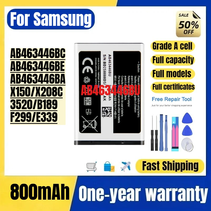 AB463446BU for Samsung AB463446BC/AB463446BE/AB463446BA/X150/X208C/3520/B189/F299/E339 Mobile Phone Battery Replacement Bateria
AB463446BU for Samsung AB463446BC/AB463446BE/AB463446BA/X150/X208C/3520/B189/F299/E339 Mobile Phone Battery Replacement Bateria
