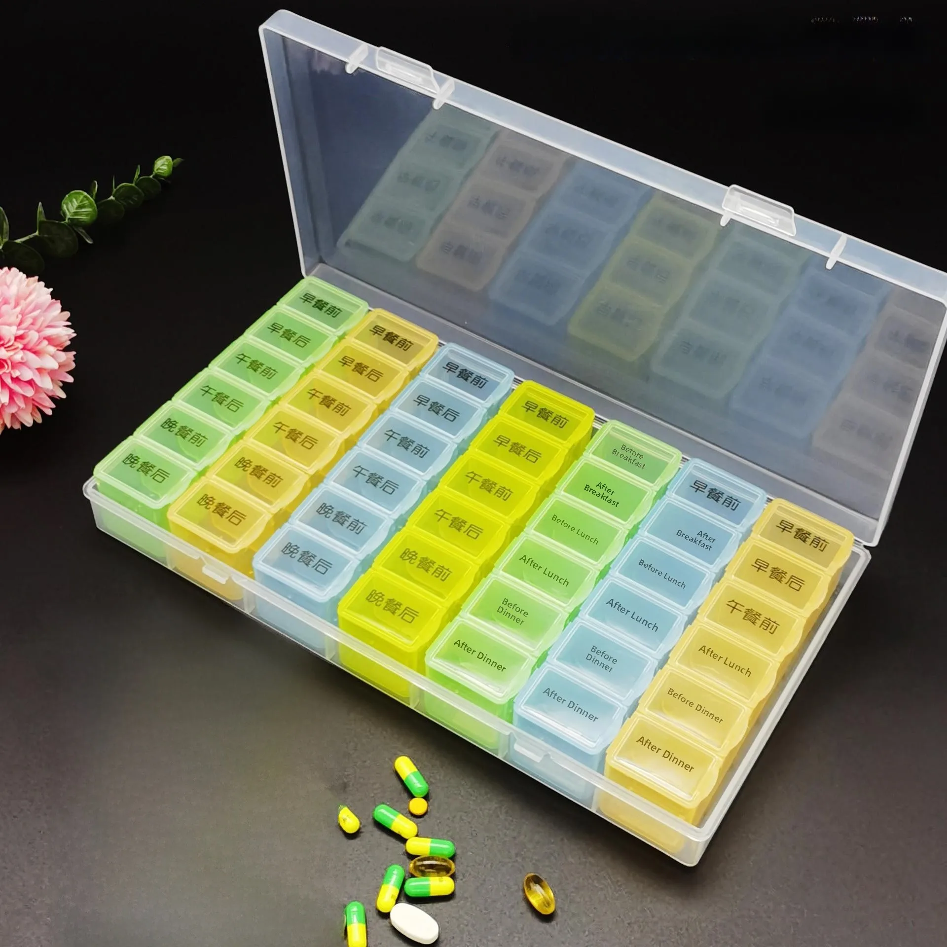 Large Capacity Food Grade Medicine Box Daily Six Meals 42 Grids before And after Dinner Storage Box for Medical Use
Large Capacity Food Grade Medicine Box Daily Six Meals 42 Grids before And after Dinner Storage Box for Medical Use